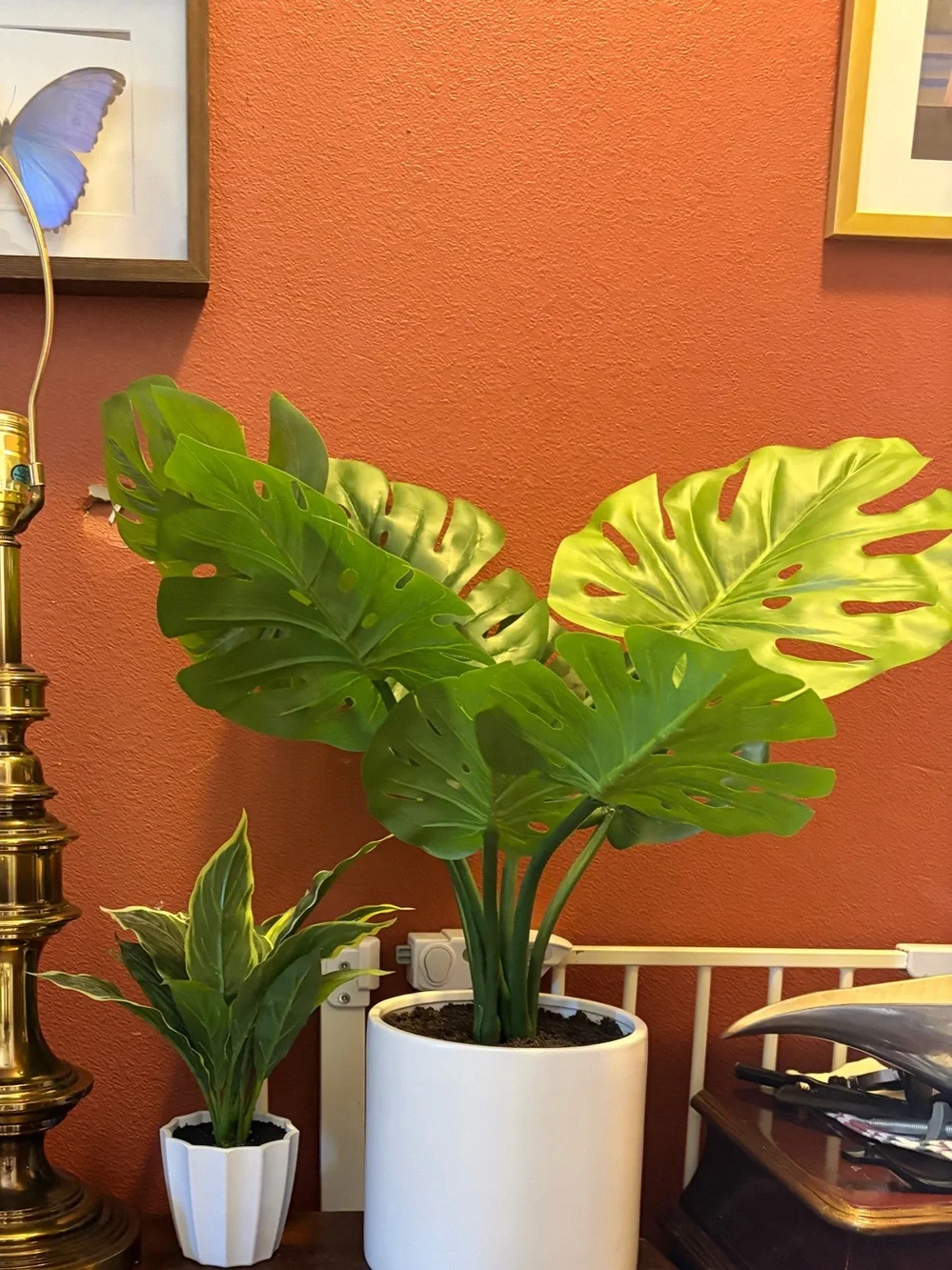 Large Faux white ceramic potted plant - Modern Minimalist Home Accent